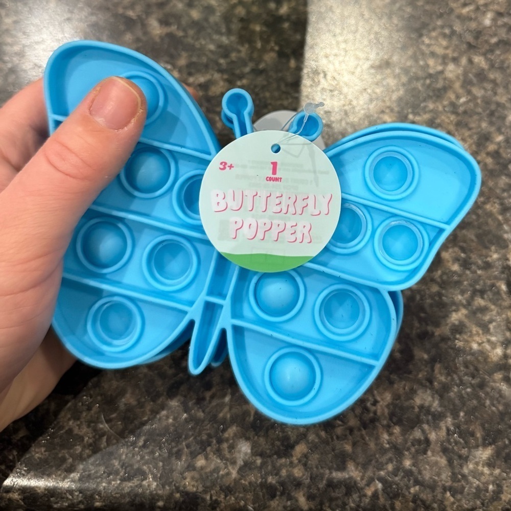 2 Blue Butterfly Popper Toys